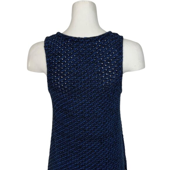 N/Nicholas Knit Fringe Tunic 8 Blue Sleeveless Sweater Scoop Neck Side Slits - Picture 7 of 12